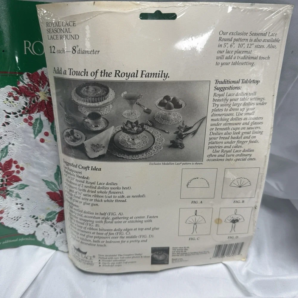 NEW VINTAGE Christmas 8" ROUND Paper ROYAL Lace Doilies Lot 2  pkX 12 = 24 ct - Picture 2 of 4